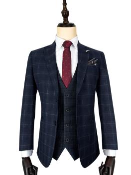 Bộ suit xanh denim kẻ ô TG358
